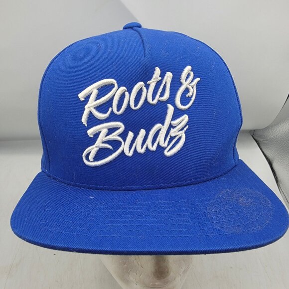 Roots And Budz Blue Snapback Hat The Classics By Yupoong Casual Comfort - Picture 1 of 9